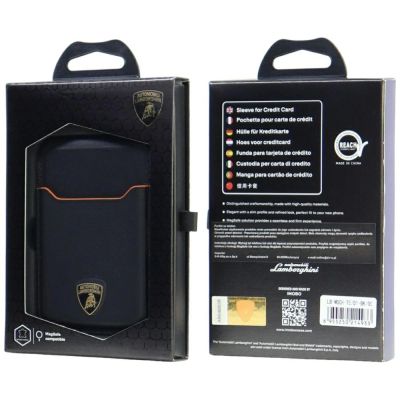5. Lamborghini D1 MagSafe Handyhülle aus echtem Leder – schwarz und orange