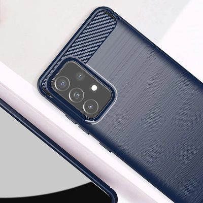 2. Carbon Case Flexibel Handyhülle TPU Schutzhülle für Samsung Galaxy A72 4G blau