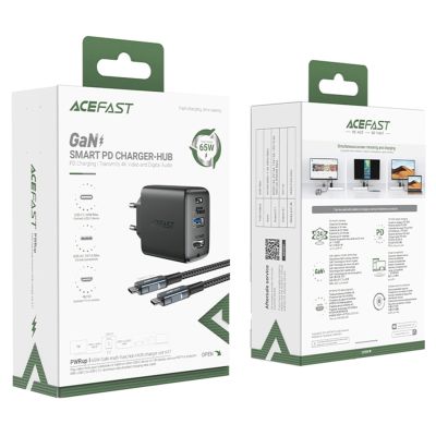 9. Acefast 2in1 Ladegerät GaN 65W USB Typ C / USB, Adapter Adapter HDMI 4K @ 60Hz (Set mit Kabel) weiß (A17 weiß)