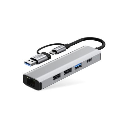 2. Tech-Protect HB03 HUB Adapter 5in1 USB-C + USB2.0 + USB3.0 + RJ45 - grau