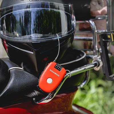 14. Rockbros 32420981001 Fahrradschloss mit einziehbarem Kabel – Rot