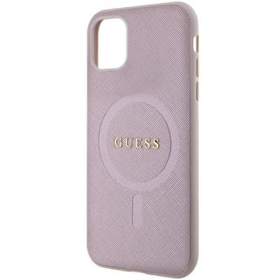6. Guess GUHMN61PSAHMCP Hülle für iPhone 11 / Xr – rosa Saffiano MagSafe