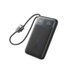 Baseus EnerFill FC11 10000mAh 22,5W Powerbank mit Digitalanzeige und zwei integrierten Kabeln – Schwarz