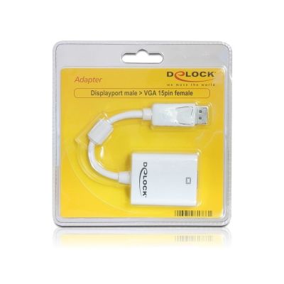 3. DeLOCK 61766 Adapterkabel 0,125 m VGA (D-Sub) DisplayPort Weiß