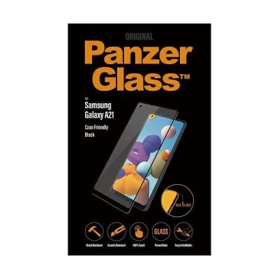 3. PanzerGlass E2E Regular gehärtetes Glas für Samsung Galaxy A21 – mit schwarzem Rahmen
