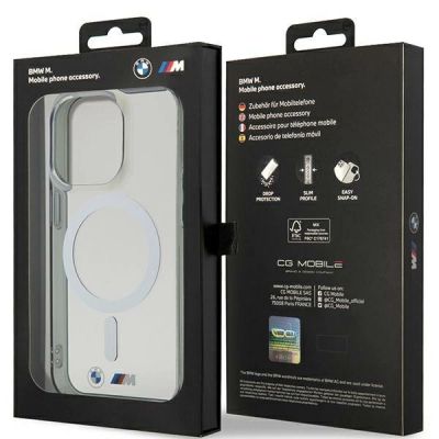8. Hülle BMW BMHMP14XHCRS iPhone 14 Pro Max 6.7" transparente Hartschale Silberring MagSafe