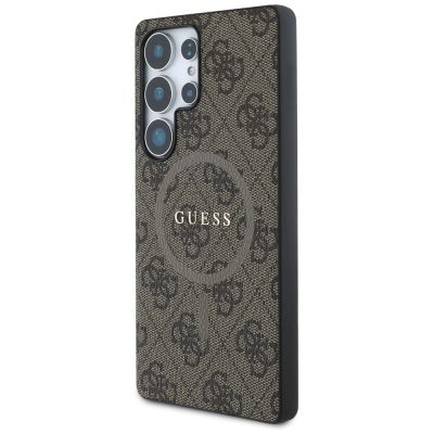 2. Guess Leder 4G Coloured Ring Classic Logo MagSafe Hülle Samsung Galaxy S25 Ultra braun