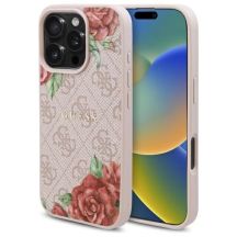 Guess GUHMP16LP4ROPEMCP iPhone 16 Pro 6,3" Pink/Pink Hardcase 4G Flowers Print MagSafe