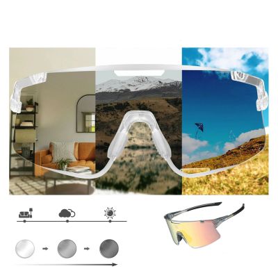 6. Rockbros SP338 ROAD TO SKY Radbrille mit Wechselgläsern – Grau