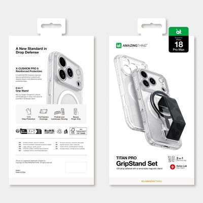 12. AmazingThing Titan Pro Objektivständer-Set für iPhone 18 Pro Max mit magnetischer Halterung und Ständer, kompatibel mit MagSafe – Transparent