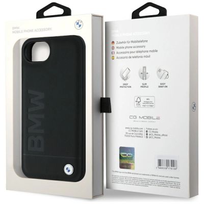 8. BMW Leder Hot Stamp iPhone 16e Hülle - Schwarz