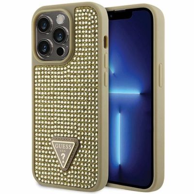 Guess GUHCP14LHDGTPD iPhone 14 Pro 6,1" Gold/Gold Hardcase Strass Dreieck