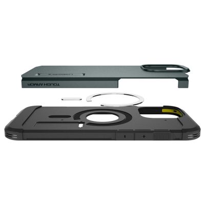 7. Spigen Tough Armor MagSafe Hülle mit Ständer für iPhone 16 Pro – Grün