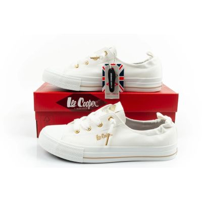 10. Lee Cooper Damen-Sportschuhe, modische weiße Slip-On-Sneaker