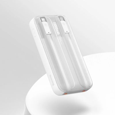 10. Baseus Comet Series Powerbank mit Display 10000 mAh 22,5 W – weiß + USB-A – USB-C-Kabel