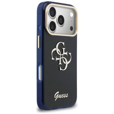 4. Guess IML 4G Script Metallhülle für iPhone 17 Pro Max – blau