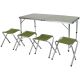 11. Klappbarer Campingtisch 120 x 60 x 70/62/55 cm + 4 Stühle, Grün