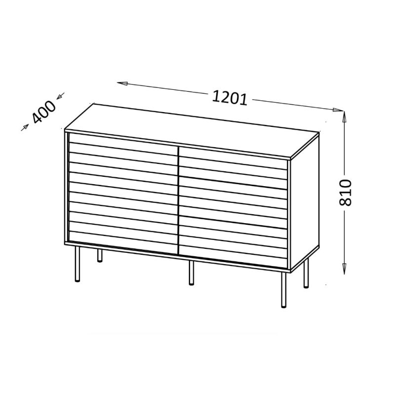 4. Kommode 1D3S CORTINA 120x40x81 schwarz/walnuss