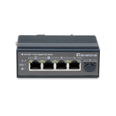 5. LevelOne 5-Port Gigabit Industrie-Switch - DIN-Schiene - -30°C bis 65°C - Gigabit Ethernet (10/100/1000) - Vollduplex - Power over Ethernet (PoE) - Wandmontage (IGP-0501)