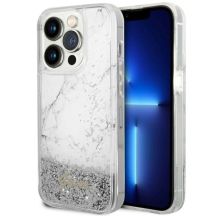 Guess GUHCP14LLCSGSGH iPhone 14 Pro 6,1" weiß/weißes Hardcase Liquid Glitter Marble