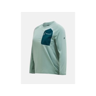 3. PEAK PERFORMANCE W Freelight Polartec Power Grid Crew Sweatshirt für Damen, Grün