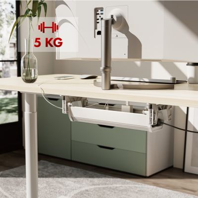 5. MACLEAN Kabelorganizer/Verlängerungskabel für unter den Schreibtisch, max. 5 kg, weiß, MC-106 W
