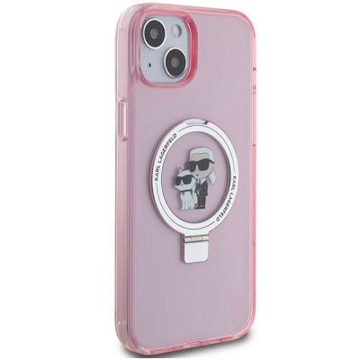 4. Karl Lagerfeld KLHMP15SHMRSKCP iPhone 15 6,1" rosa/rosa Hardcase Ringständer Karl&Choupette MagSafe