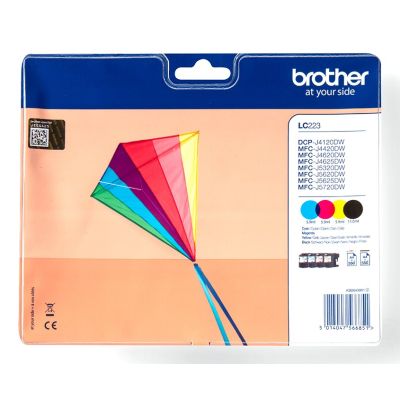 Brother LC-223VALBP Tintenpatronen, 4 Stück, Original Schwarz, Cyan, Magenta, Gelb