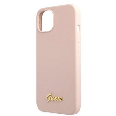 5. Guess GUHMP13MLSLMGLP iPhone 13 6.1" Hellrosa/Hellrosa Hardcase Silikonschrift Gold Logo Magsafe