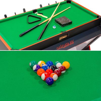12. 3-in-1-Drehspieltisch: Billard, Tischfußball, Luftanschluss, 121 x 84,5 x 85,3 cm, Schwarz