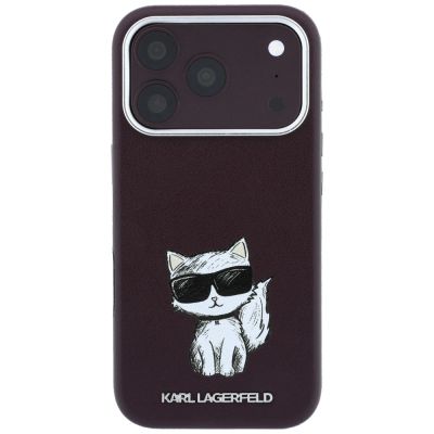 4. Karl Lagerfeld Smooth Choupette Sketch MagSafe Hülle für iPhone 17 Pro / 18 Pro - bordeauxrot