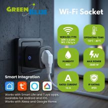 GREENBLUE WLAN-Steckdose mit Fernbedienung, kompatibel mit Android/iOS/Alexa/Google Home, mit Timer, Wattmeter, max. 16 A/3840 W, GB735 B