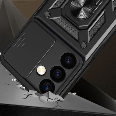 4. Hybrid Armor Camshield Panzerhülle für Samsung Galaxy S24+ mit Kameraabdeckung – Schwarz