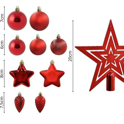 21. Dekorative Kunststoffkugeln, sicher, 40 Stück, rotes Glimmer