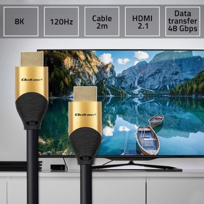 2. QOLTEC HDMI-KABEL V2.1 ULTRA HIGH SPEED 8K | 60 HZ | 28AWG | GOLD | 2 M
