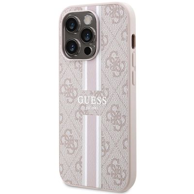 2. Guess 4G Printed Stripes MagSafe-Hülle für iPhone 15 Pro – Rosa
