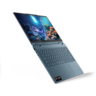 6. Lenovo Yoga 7 2-in-1 14AKP10 Ryzen AI 5 340 14,0" WUXGA Touch OLED 400 Nits glänzend 60 Hz 16 GB LPDDR5-6400 SSD512 Radeon 840M Grafikkarte 5,0 MP Kamera 70 Wh Windows 11 Tidal Teal