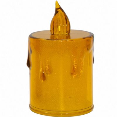 32. Dekorative Kerze, 8 cm, bernsteinfarben, warmweiß, 1 LED