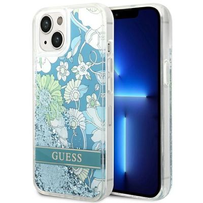 Guess GUHCP14MLFLSN iPhone 14 Plus 6.7 "Grün / Grün Hardcase Flower Liquid Glitter