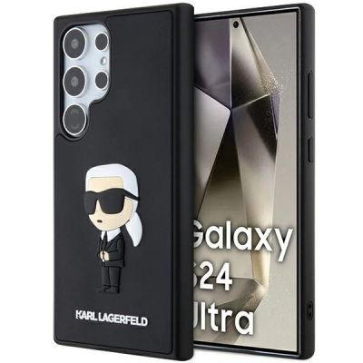 Karl Lagerfeld 3D Rubber Ikonik Case für Samsung Galaxy S24 Ultra - Schwarz