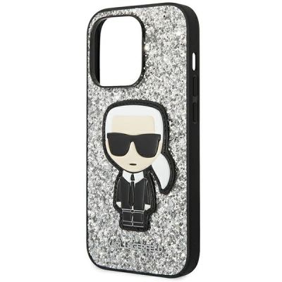 6. Karl Lagerfeld KLHCP14LGFKPG iPhone 14 Pro 6.1" Hardcase silber / silber Glitter Flakes Ikonik
