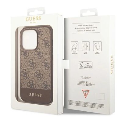 8. Guess GUHCP14LG4GLBR iPhone 14 Pro 6,1" braun/braun Hartschalenetui 4G Stripe Collection
