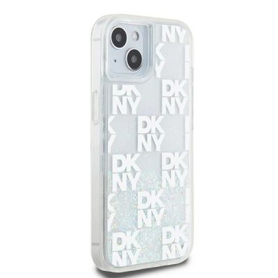 4. DKNY Liquid Glitter Multilogo Hülle für iPhone 15 / 14 / 13 – Weiß