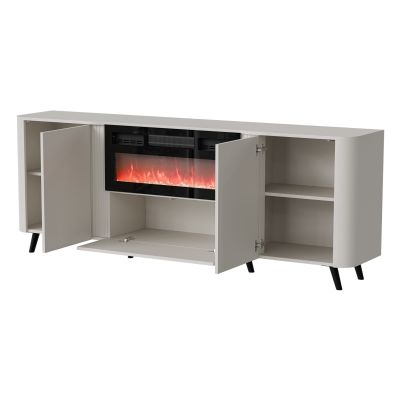 2. VOLARE Kommode 200x39x75 Kaschmir + Kamin