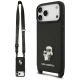 Karl Lagerfeld Saffiano Karl&Choupette Metall-Pin CBDY Schutzhülle für iPhone 18 Pro / 17 Pro - Schwarz