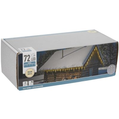 7. Lampen, Lichtvorhänge, eisig, für den Außenbereich, 72 LEDs, warmweiß, mit Timer