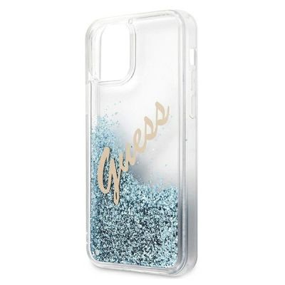 6. Guess GUHCP12SGLVSBL iPhone 12 mini 5.4" Blau/Blau Hardcase Glitter Vintage Script