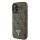 2. Guess Leder-Metall-Logo-Strass-Umhängetasche für iPhone 16 – Braun