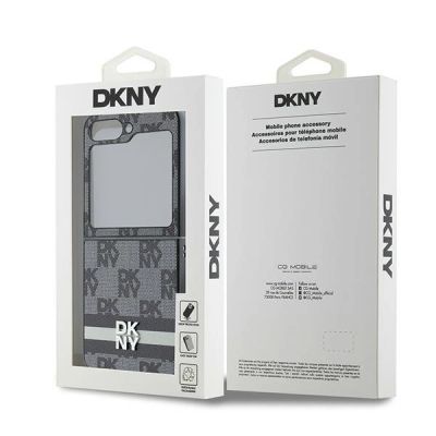 8. DKNY Checkered Pattern Printed Stripes Hülle für Samsung Galaxy Z Flip 6 – Schwarz