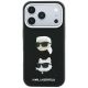 3. Karl Lagerfeld Saffiano-Hülle mit Karl & Choupette-Kopf-Pins und Logo für iPhone 18 Pro / 17 Pro – Schwarz